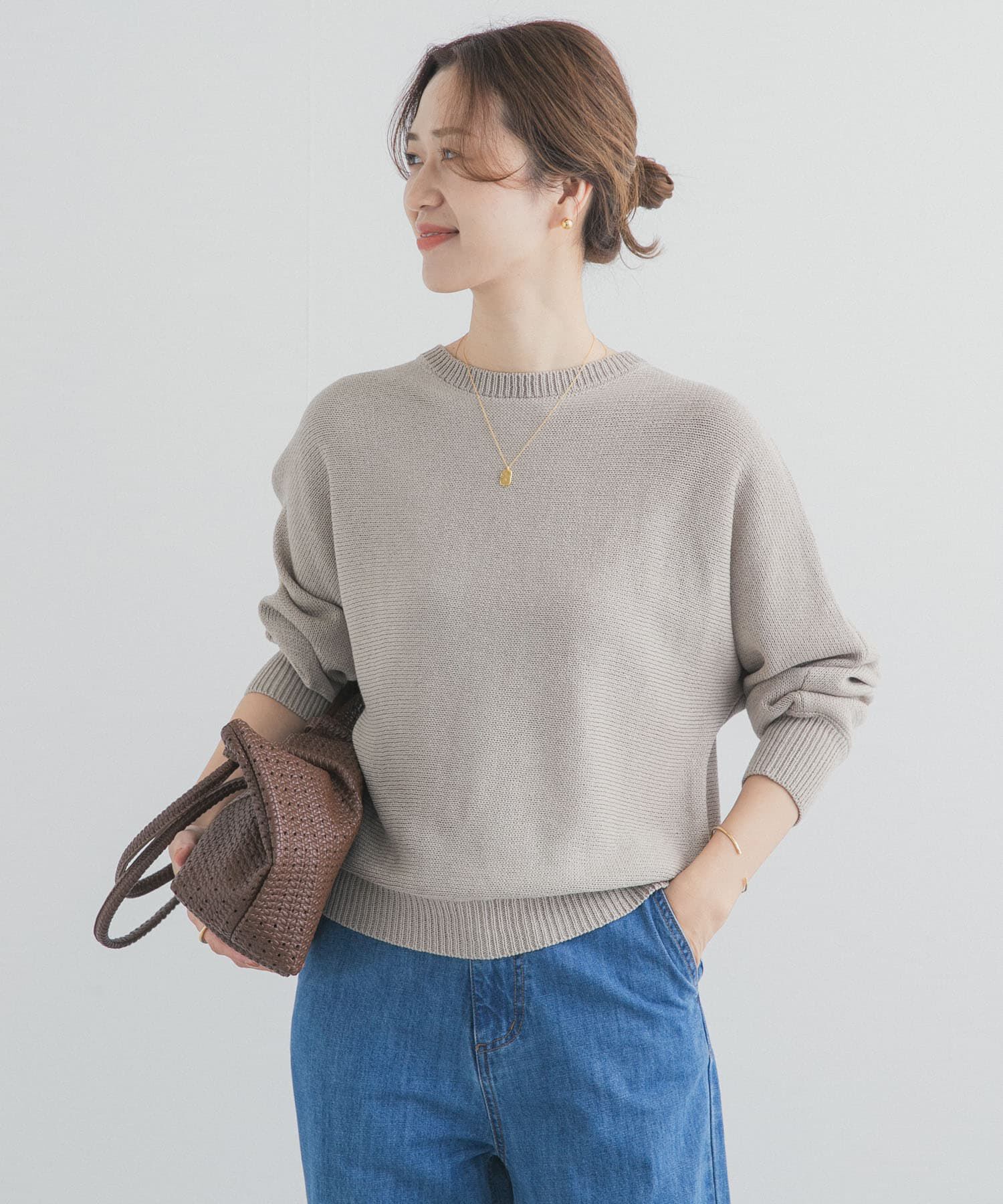 URBAN RESEARCH DOORS「リネン混スラブドルマンニット」|ニット・セーター|