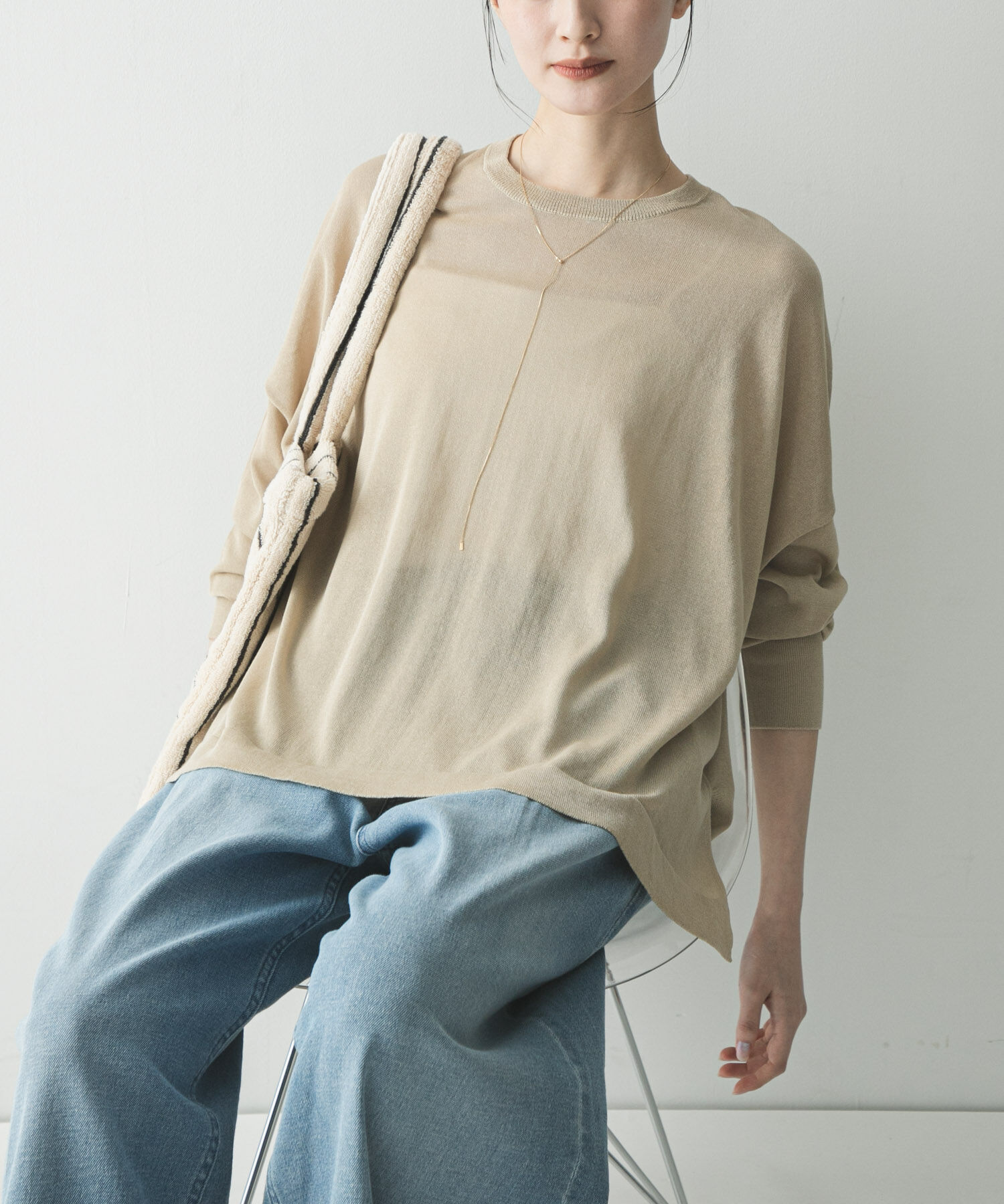 URBAN RESEARCH「UVカット加工ルーズニット」|ニット・セーター|ベージュ