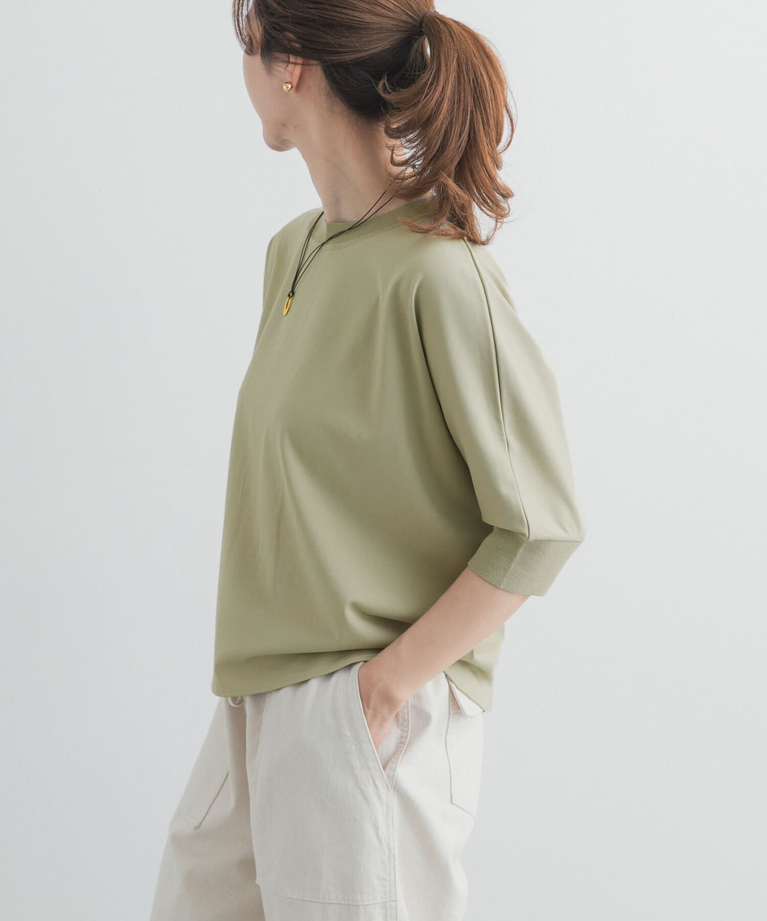 URBAN RESEARCH DOORS「ニットドッキングドルマン プルオーバー」|Tシャツ・カットソー|