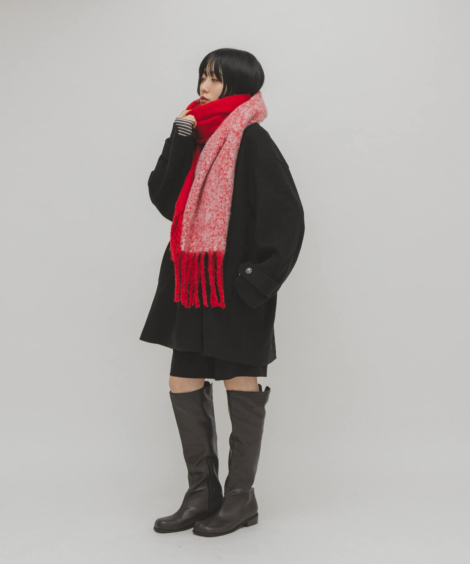  「ビッグフリンジバイカラーストール」|マフラー|