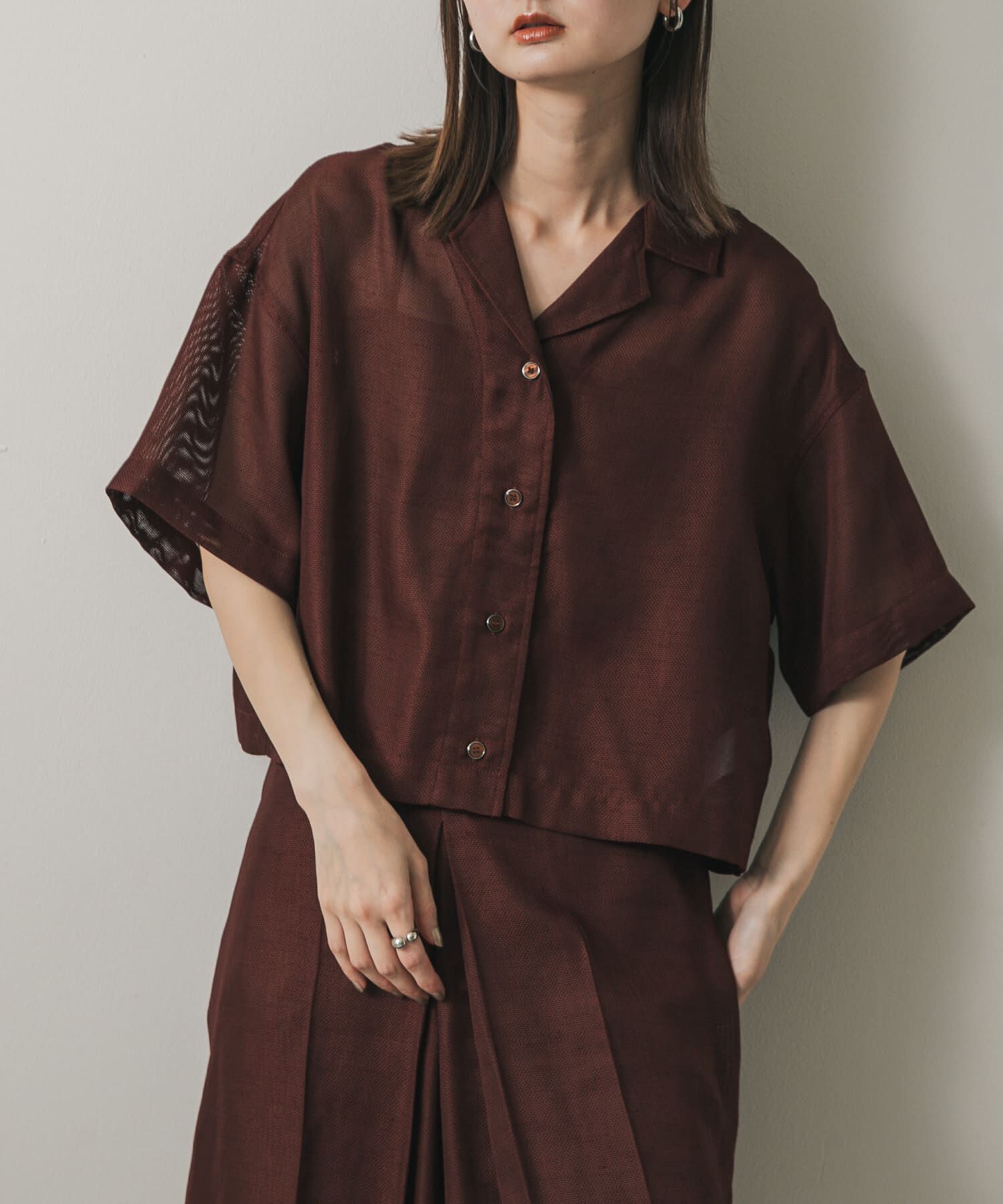 SENSE OF PLACE by URBAN RESEARCH「リネンライクメッシュシャツ」|シャツ・ブラウス|ブラウン