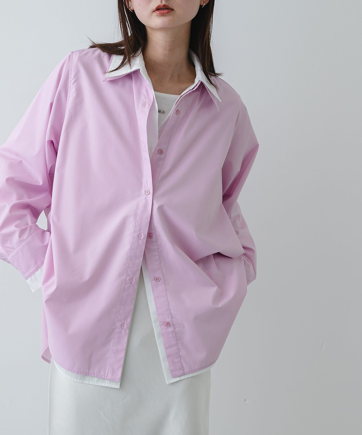 SENSE OF PLACE by URBAN RESEARCH「『WEB限定』フェイクレイヤードルーズシャツ」|シャツ・ブラウス|ピンク