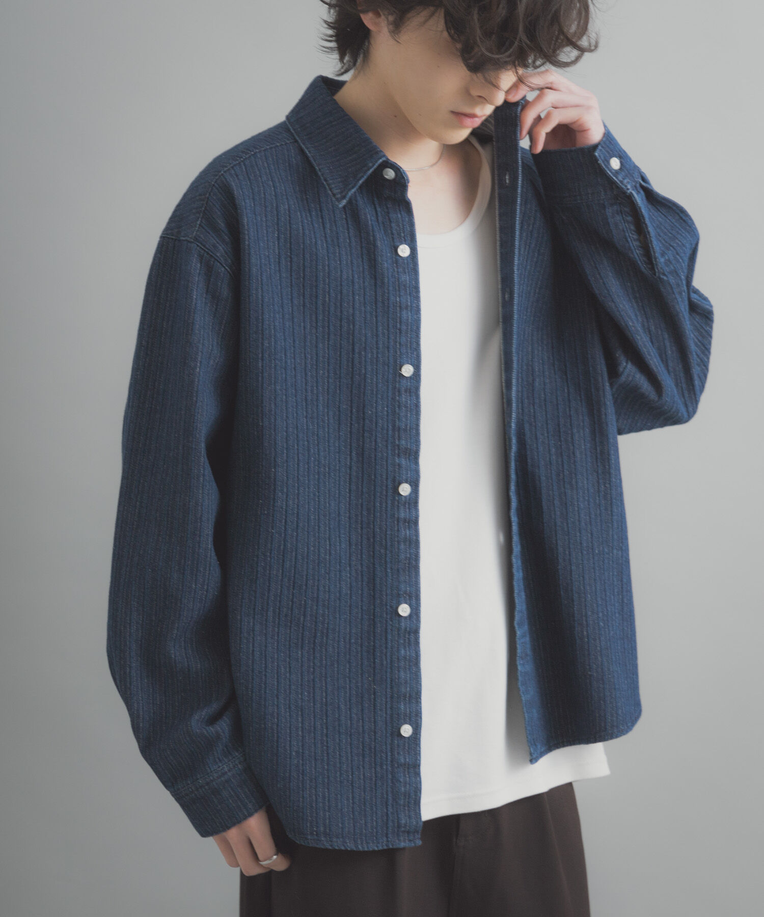 SENSE OF PLACE by URBAN RESEARCH「ジャガードデニムレギュラーカラーシャツ」|シャツ・ブラウス|