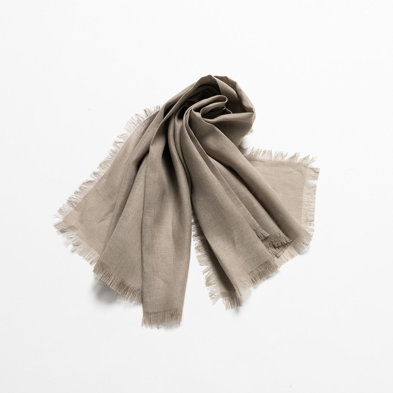  「ASAUCE MELER ORGANIC DRY LINEN SCARF」|マフラー|ベージュ