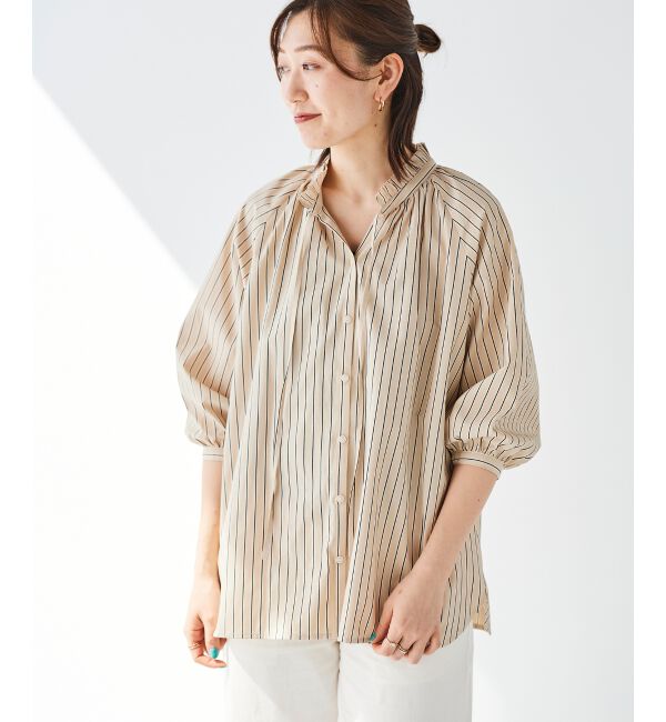 le.coeur blanc「フリルカラーボリュームスリーブブラウス」|シャツ・ブラウス|