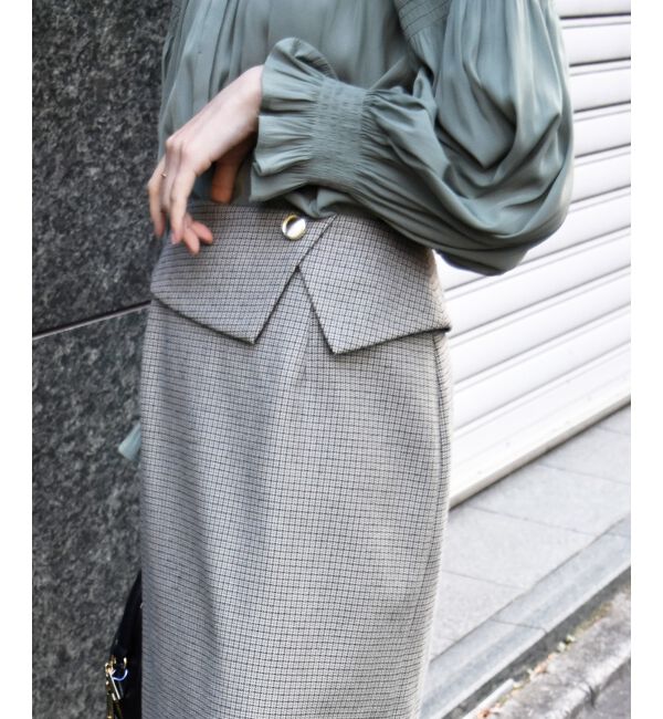 le.coeur blanc「《手洗い可能》裏起毛チェックストレートスカート」|スカート|