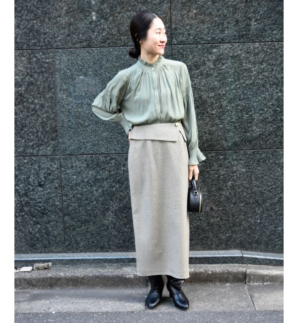 le.coeur blanc「《手洗い可能》裏起毛チェックストレートスカート」|スカート|