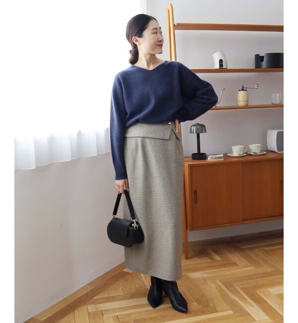 le.coeur blanc「《手洗い可能》裏起毛チェックストレートスカート」|スカート|