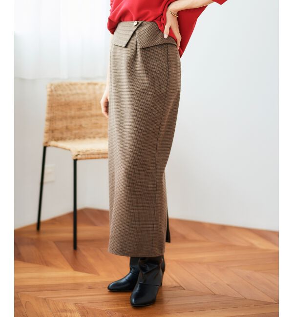 le.coeur blanc「《手洗い可能》裏起毛チェックストレートスカート」|スカート|