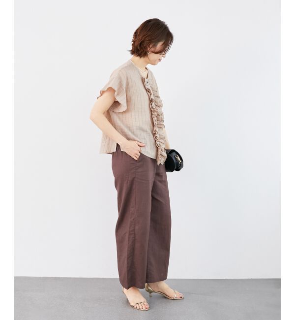  「ストライプフロントフリルブラウス」|シャツ・ブラウス|