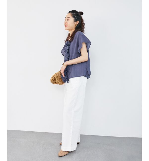  「ストライプフロントフリルブラウス」|シャツ・ブラウス|