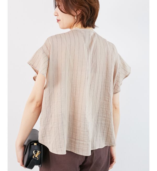  「ストライプフロントフリルブラウス」|シャツ・ブラウス|