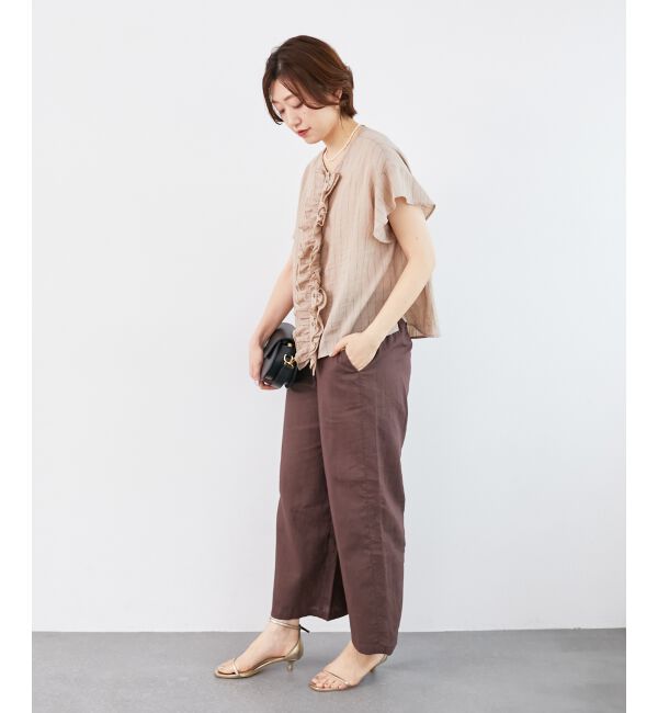  「ストライプフロントフリルブラウス」|シャツ・ブラウス|