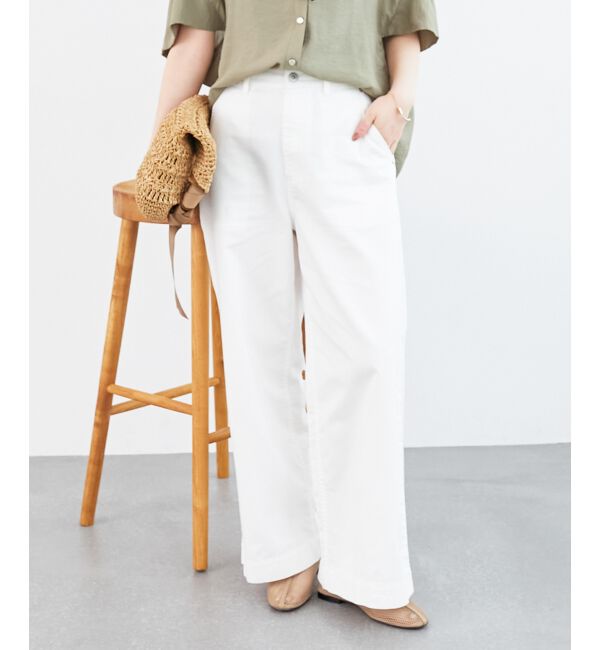  「《軽めな素材で夏も快適》ライトオンスデニムワイドパンツ」|デニム|