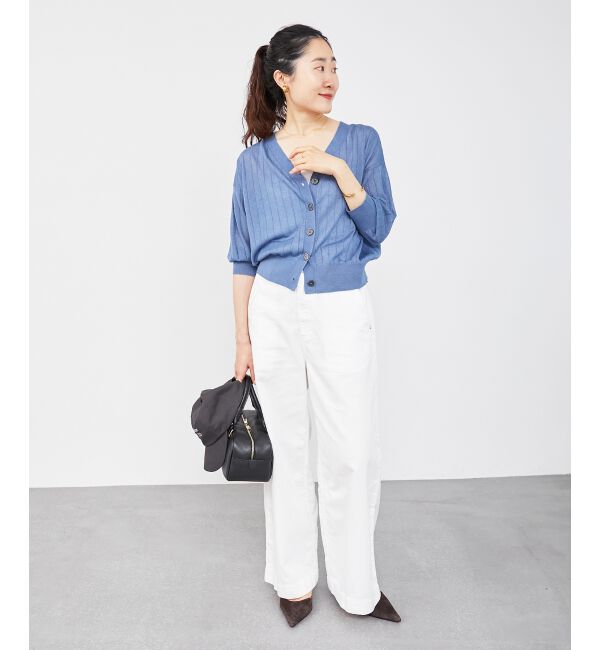  「《軽めな素材で夏も快適》ライトオンスデニムワイドパンツ」|デニム|