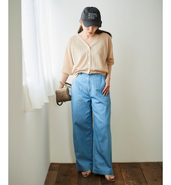  「《軽めな素材で夏も快適》ライトオンスデニムワイドパンツ」|デニム|