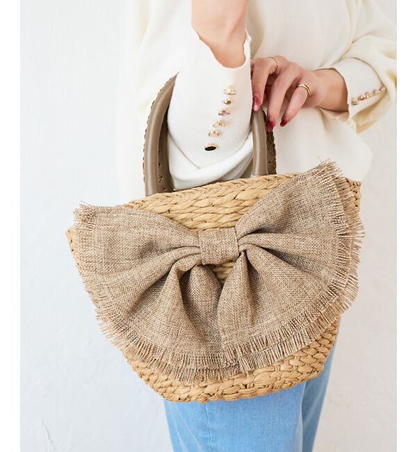  「リボン付きバケツ型トートバック」|トートバッグ|