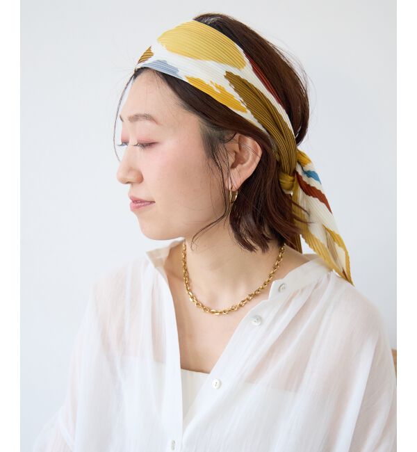  「ペイントブロック柄プリーツ大判スカーフ」|バンダナ・スカーフ|