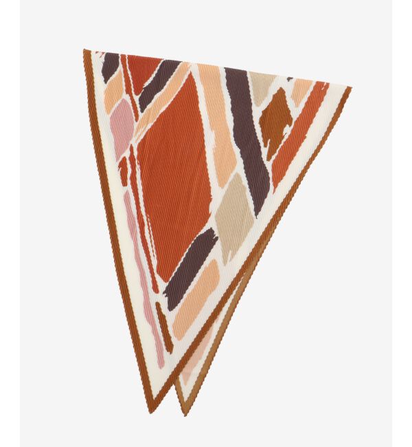  「ペイントブロック柄プリーツ大判スカーフ」|バンダナ・スカーフ|ブラウン柄