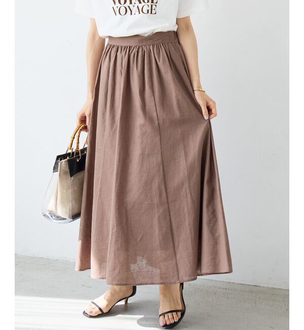  「麻コットンギャザースカート」|スカート|