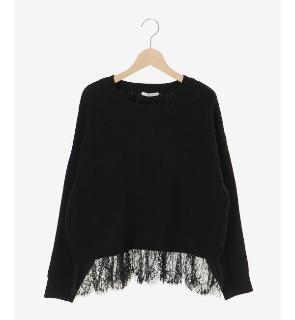  「裾レース畦編みニットプルオーバー」|ニット・セーター|