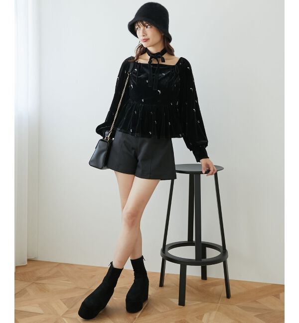 MAJESTICLEGON「チョーカーセットベロアトップス」|シャツ・ブラウス|