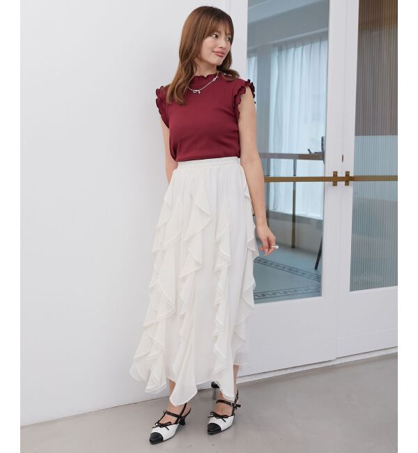  「ノースリフリルメロウリブトップス」|Tシャツ・カットソー|