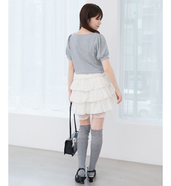  「ギャザードッキングカットトップス」|Tシャツ・カットソー|