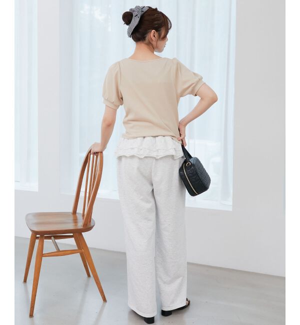  「ギャザードッキングカットトップス」|Tシャツ・カットソー|