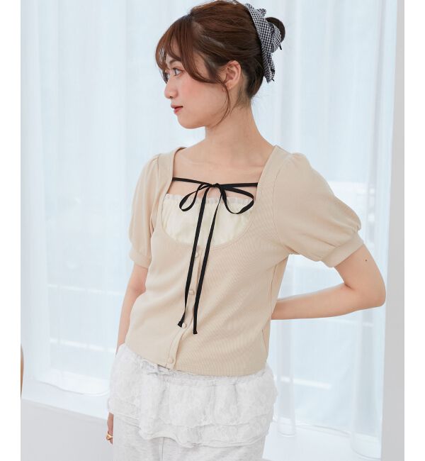  「ギャザードッキングカットトップス」|Tシャツ・カットソー|