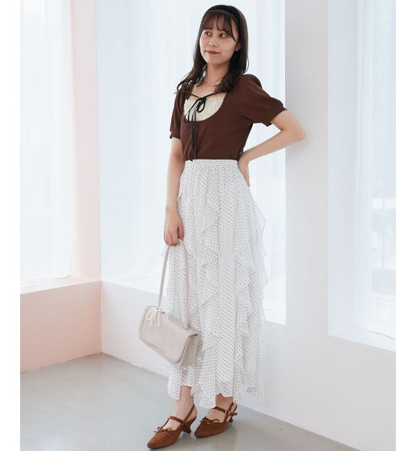  「ギャザードッキングカットトップス」|Tシャツ・カットソー|