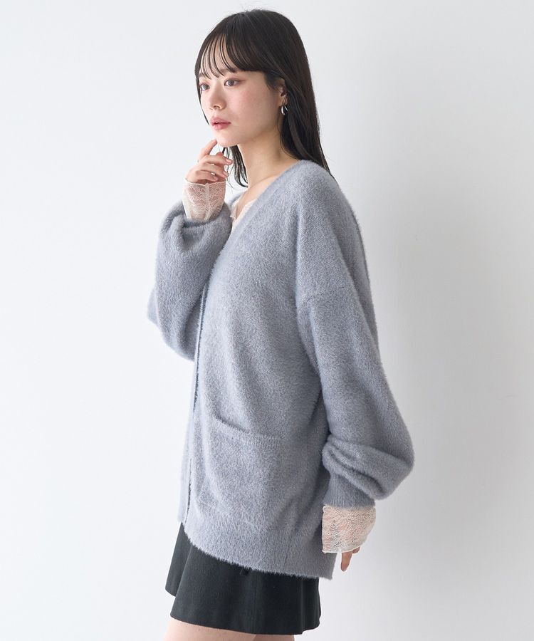 earth music&ecology「ラメミニシャギーVネックニットカーディガン」|カーディガン|