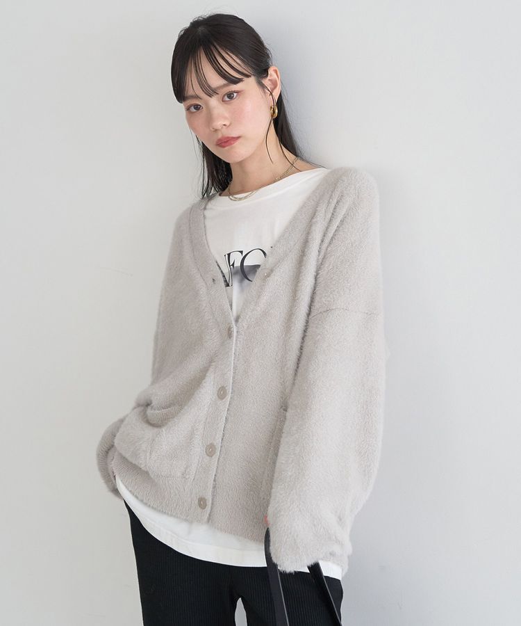 earth music&ecology「ラメミニシャギーVネックニットカーディガン」|カーディガン|