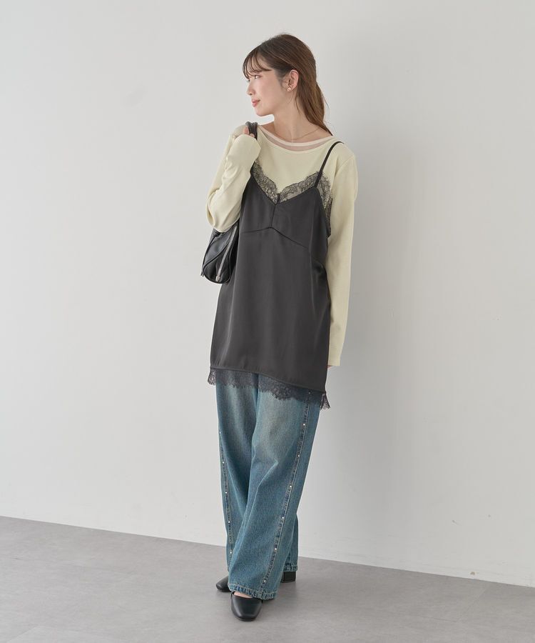 earth music&ecology「ランジェリーライクレースキャミ」|キャミソール|