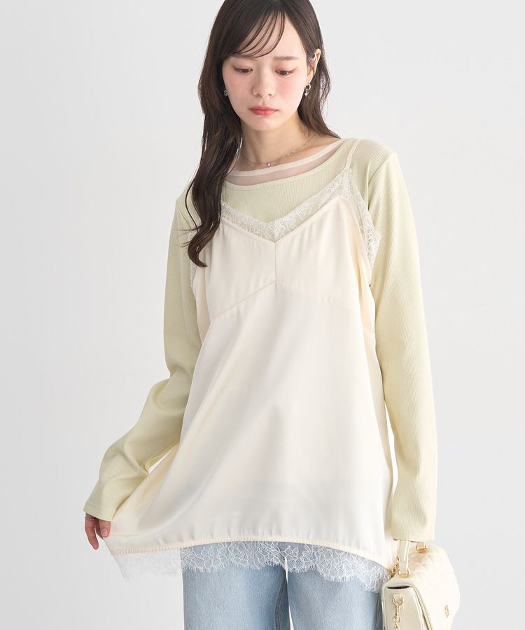 earth music&ecology「ランジェリーライクレースキャミ」|キャミソール|