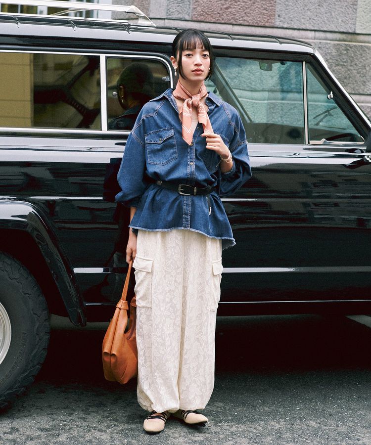 earth music&ecology「ボタニカル柄スカーフ(70&times;70)」|バンダナ・スカーフ|