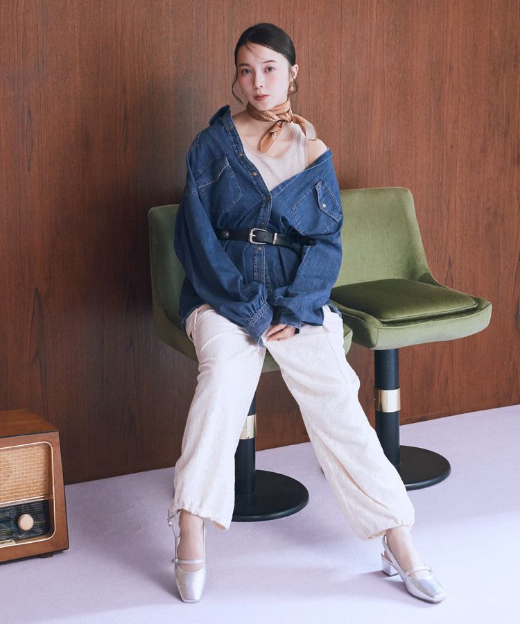 earth music&ecology「ボタニカル柄スカーフ(70&times;70)」|バンダナ・スカーフ|