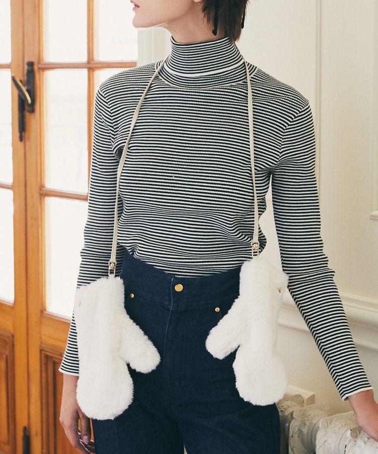 Maison de FLEUR「コード付きファーミトン」|その他|アイボリー