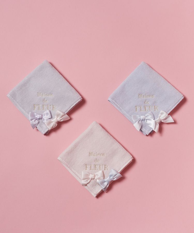 Maison de FLEUR「バイカラーリボンタオルハンカチ」|ハンカチ|