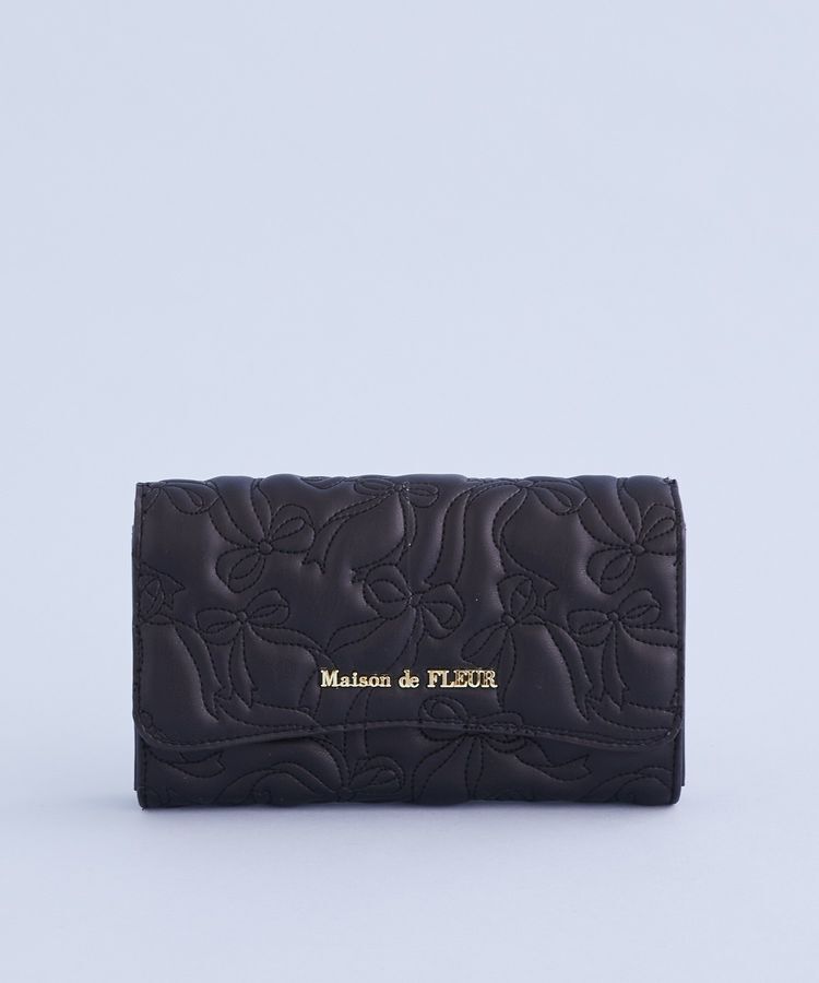 Maison de FLEUR「リボンキルティングロングウォレット」|財布|ブラック
