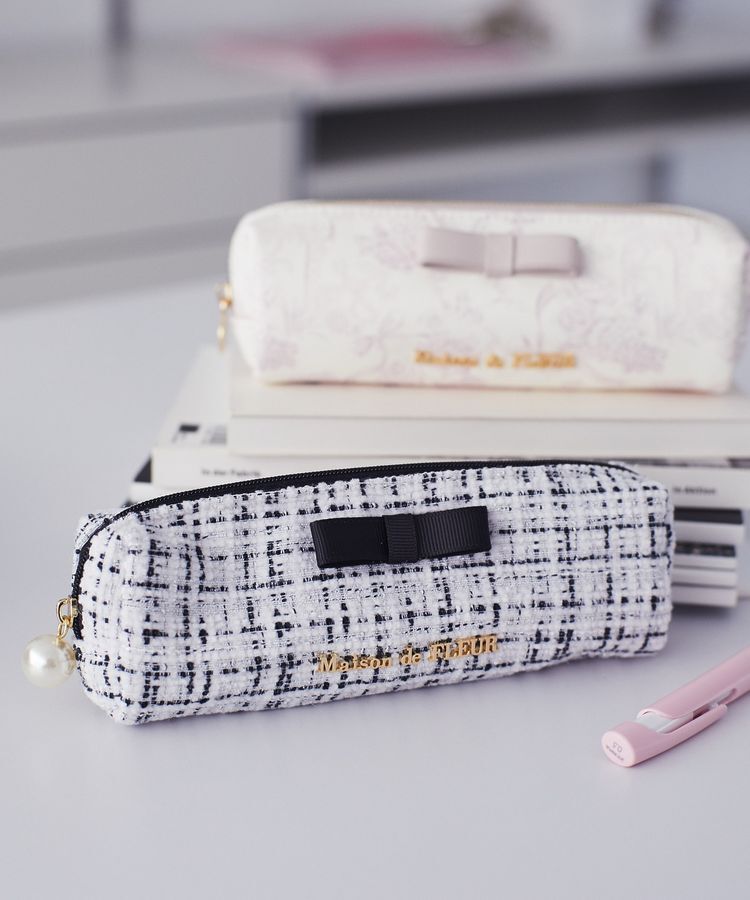 Maison de FLEUR「グログランリボンツイードロングポーチ」|ポーチ|ブラック