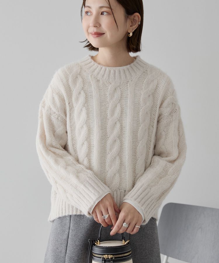 AMERICAN HOLIC「透かしケーブルニットプルオーバー」|ニット・セーター|