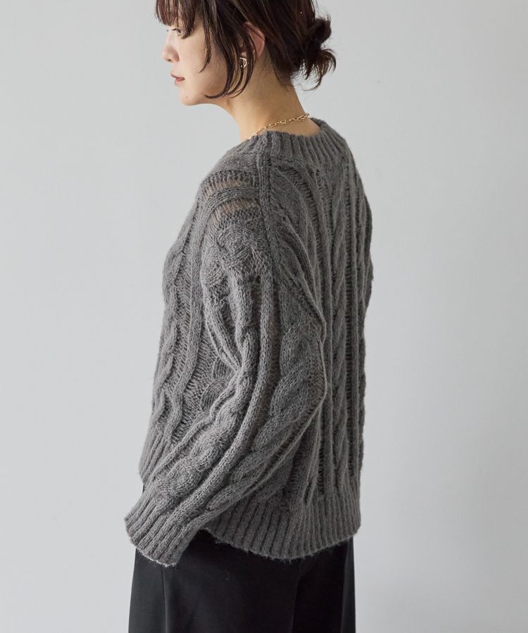 AMERICAN HOLIC「透かしケーブルニットプルオーバー」|ニット・セーター|