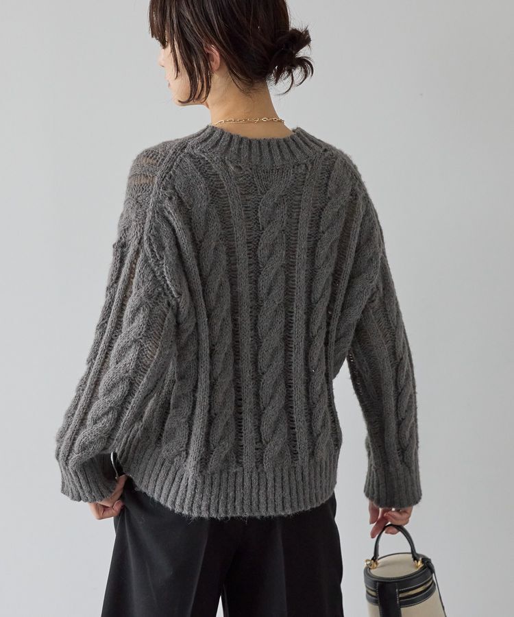 AMERICAN HOLIC「透かしケーブルニットプルオーバー」|ニット・セーター|