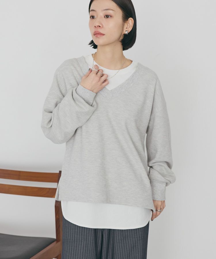 AMERICAN HOLIC「Vネックスムース起毛プルオーバー」|スウェット・ジャージ|