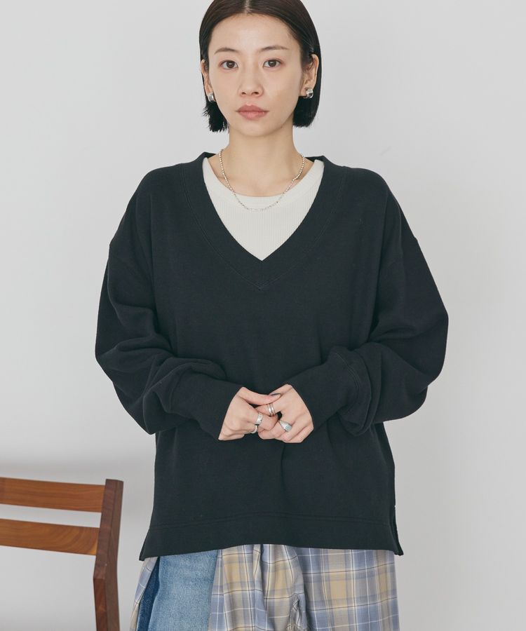 AMERICAN HOLIC「Vネックスムース起毛プルオーバー」|スウェット・ジャージ|