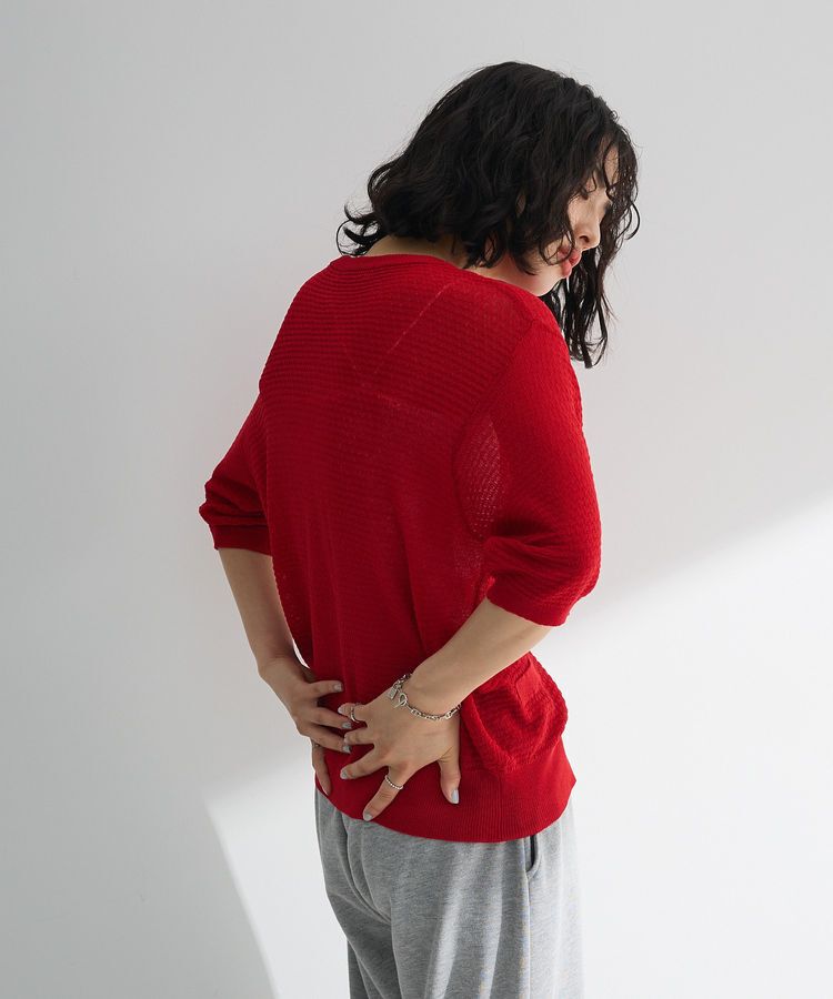 Green Parks「スキッパー半袖ニットカーディガン」|カーディガン|