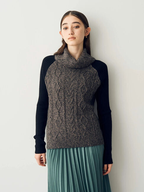 YECCA VECCA「ケーブルタートルネックニット」|ニット・セーター|ブラウン