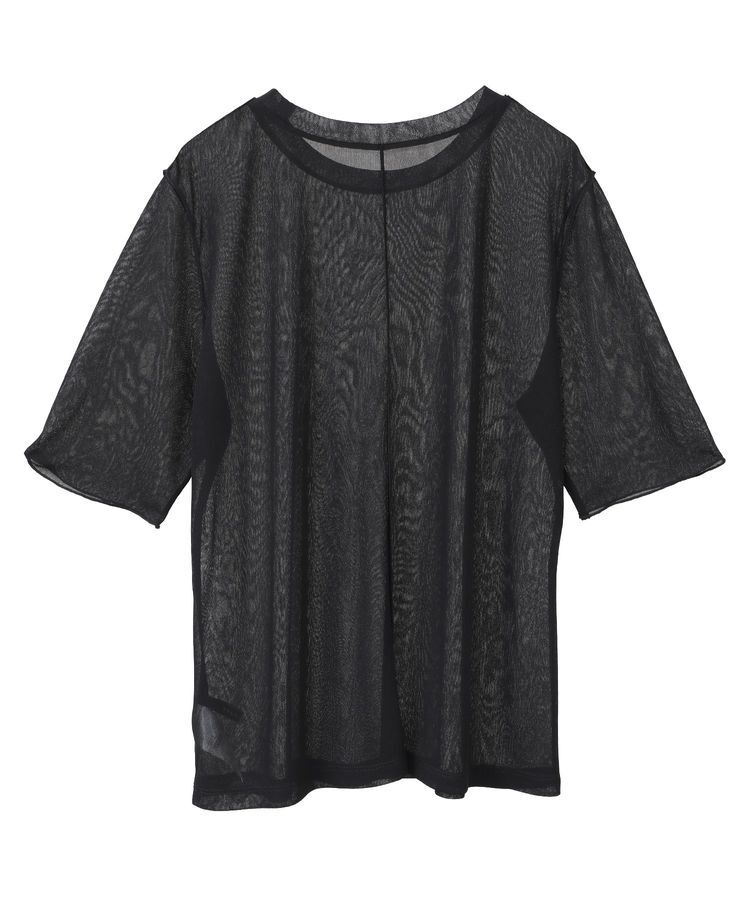 YECCA VECCA「クルーネック5分袖シアートップス」|Tシャツ・カットソー|