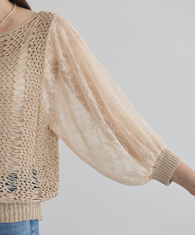 YECCA VECCA「【archive】テープヤーン袖レースプルオーバー」|ニット・セーター|